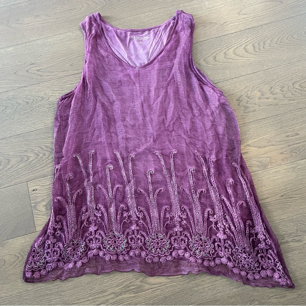 SOFT SURROUNDINGS Elegant Purple Embroidered Women's Top - Picture 2 of 11